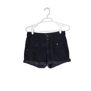 Mossimo Shorts Womens 10 Stretch Black Triple Button Rolled Cuff